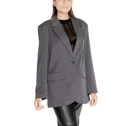 Only Gray Recycled Polyester Long Blazer Jacket