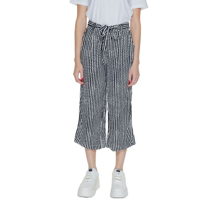 Only Black & White Viscose Cropped Pants
