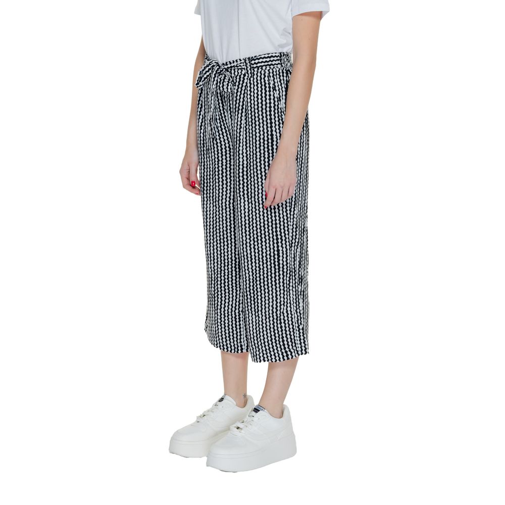 Only Black & White Viscose Cropped Pants