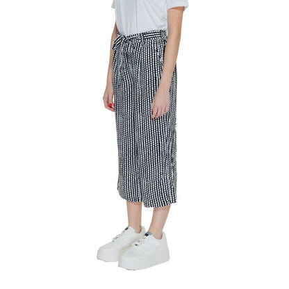 Only Black & White Viscose Cropped Pants