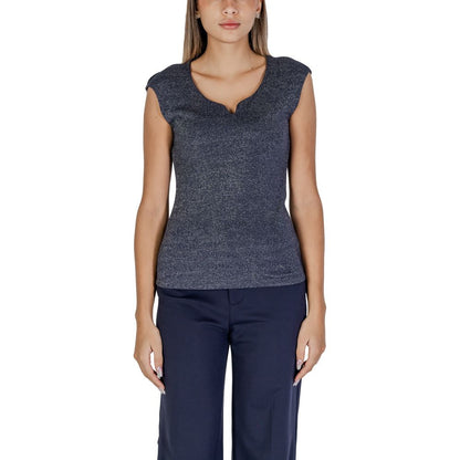 Street One Blue Viscose Sleeveless V-neck Top