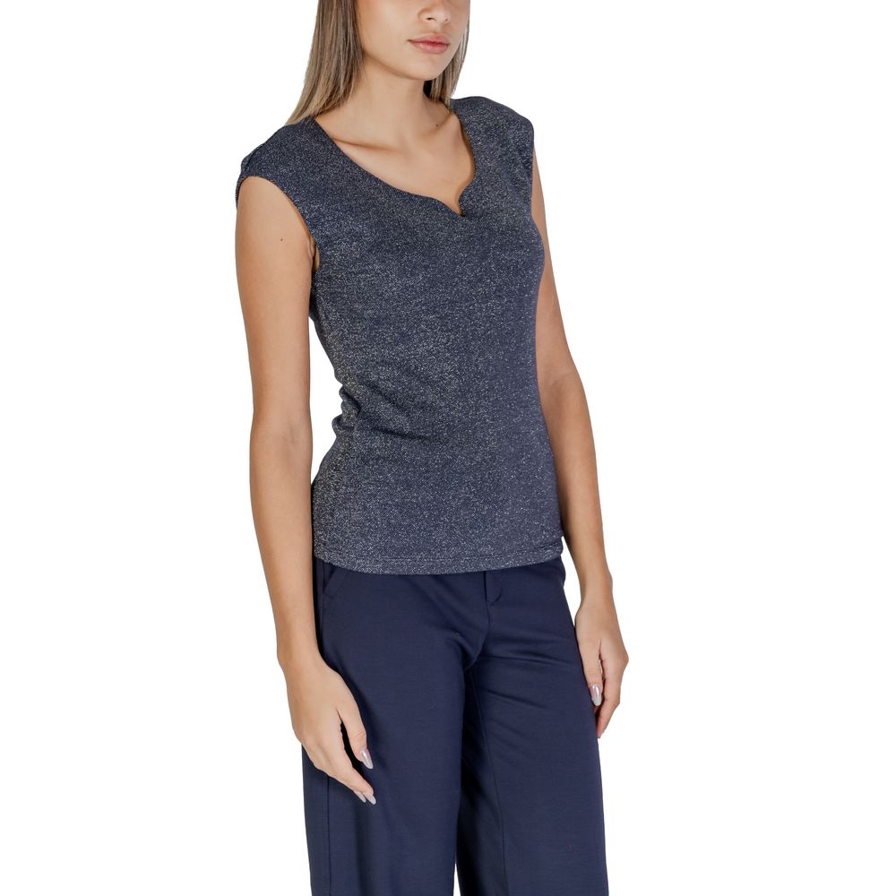 Street One Blue Viscose Sleeveless V-neck Top