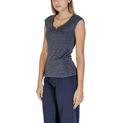 Street One Blue Viscose Sleeveless V-neck Top