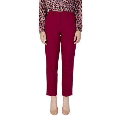 Vila Clothes Bordeaux Polyester Cigarette Pants
