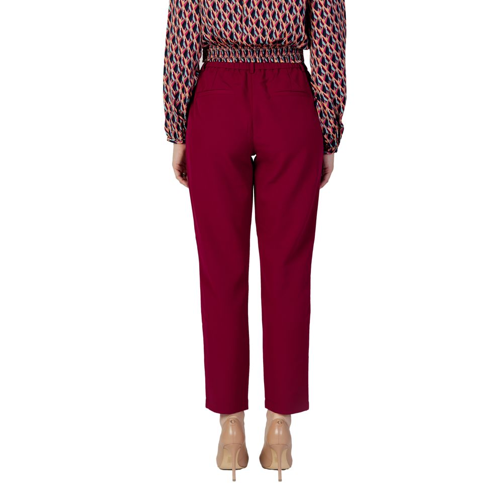 Vila Clothes Bordeaux Polyester Cigarette Pants