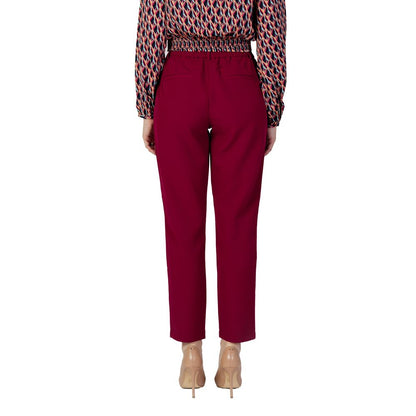 Vila Clothes Bordeaux Polyester Cigarette Pants