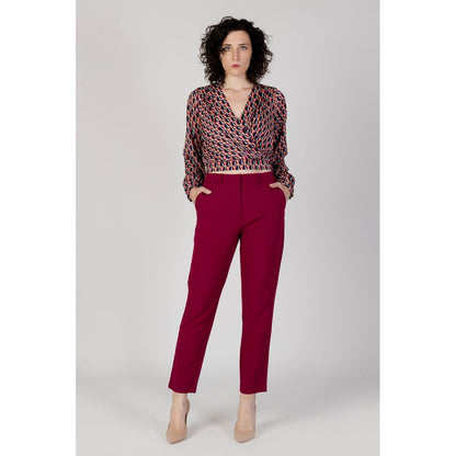 Vila Clothes Bordeaux Polyester Cigarette Pants