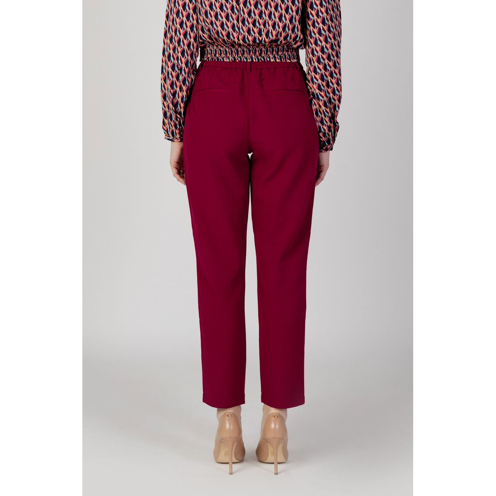 Vila Clothes Bordeaux Polyester Cigarette Pants