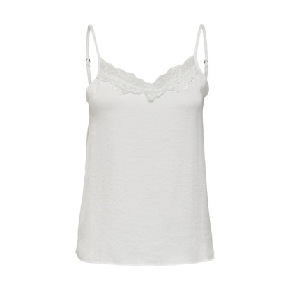 Jacqueline De Yong White Polyester Spaghetti Strap Tank Top