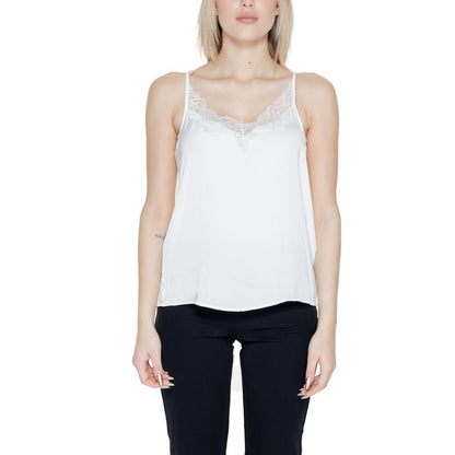 Jacqueline De Yong White Polyester Spaghetti Strap Tank Top