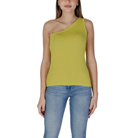 B.Young Yellow Cotton One Shoulder Top