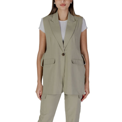 B.Young Green Polyester Long Vest