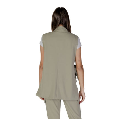 B.Young Green Polyester Long Vest