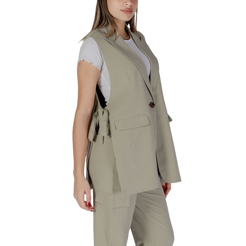 B.Young Green Polyester Long Vest