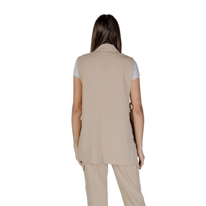 B.Young Beige Polyester Long Vest