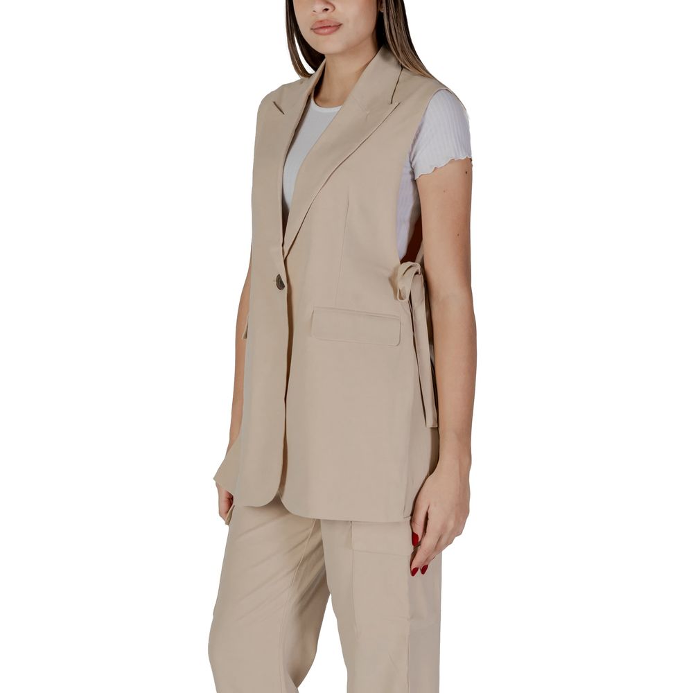 B.Young Beige Polyester Long Vest