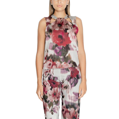 Rinascimento Bordeaux Floral Polyester Sleeveless Top