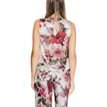 Rinascimento Bordeaux Floral Polyester Sleeveless Top