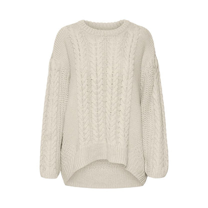Vero Moda Beige Cotton Knit Round Neck Sweater