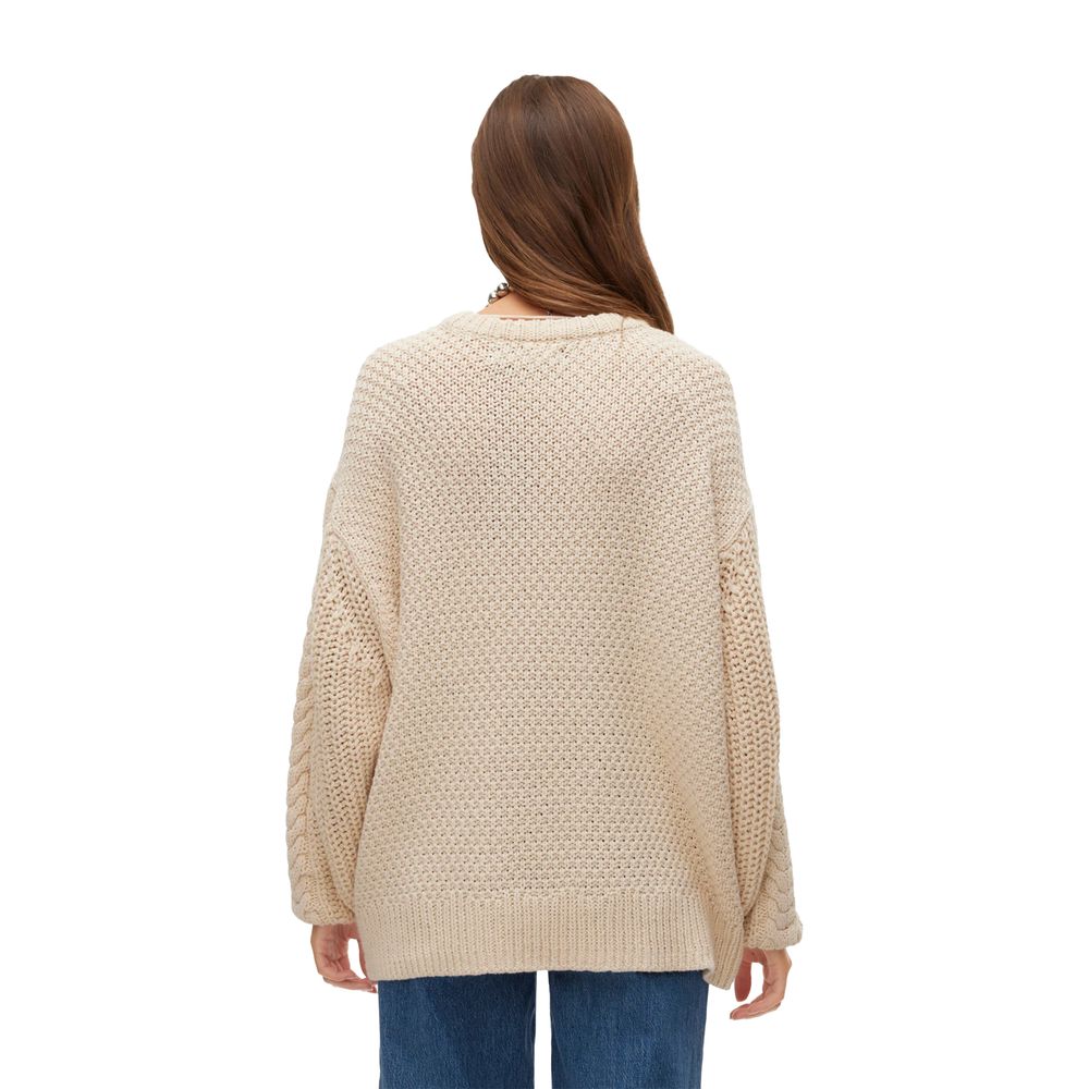 Vero Moda Beige Cotton Knit Round Neck Sweater