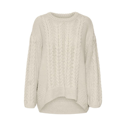 Vero Moda Beige Cotton Knit Round Neck Sweater