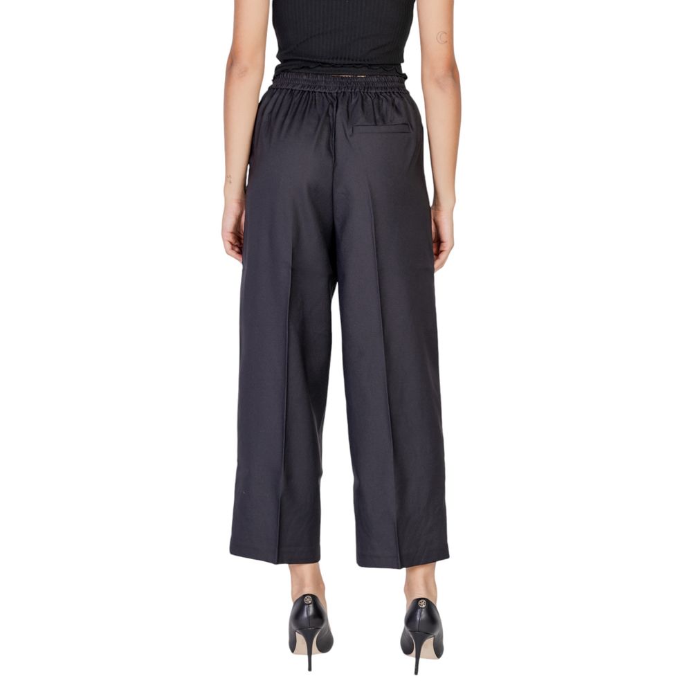 ICHI Black Polyester Wide Leg Pants