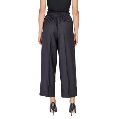 ICHI Black Polyester Wide Leg Pants