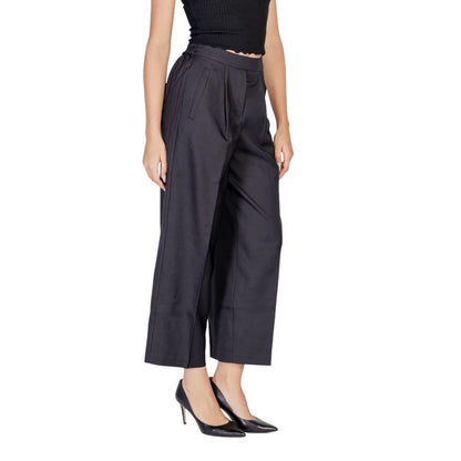 ICHI Black Polyester Wide Leg Pants