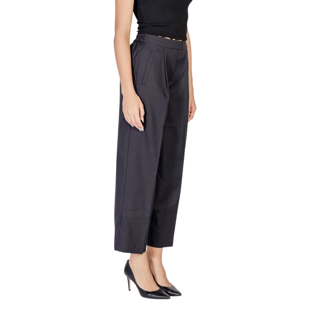 ICHI Black Polyester Wide Leg Pants