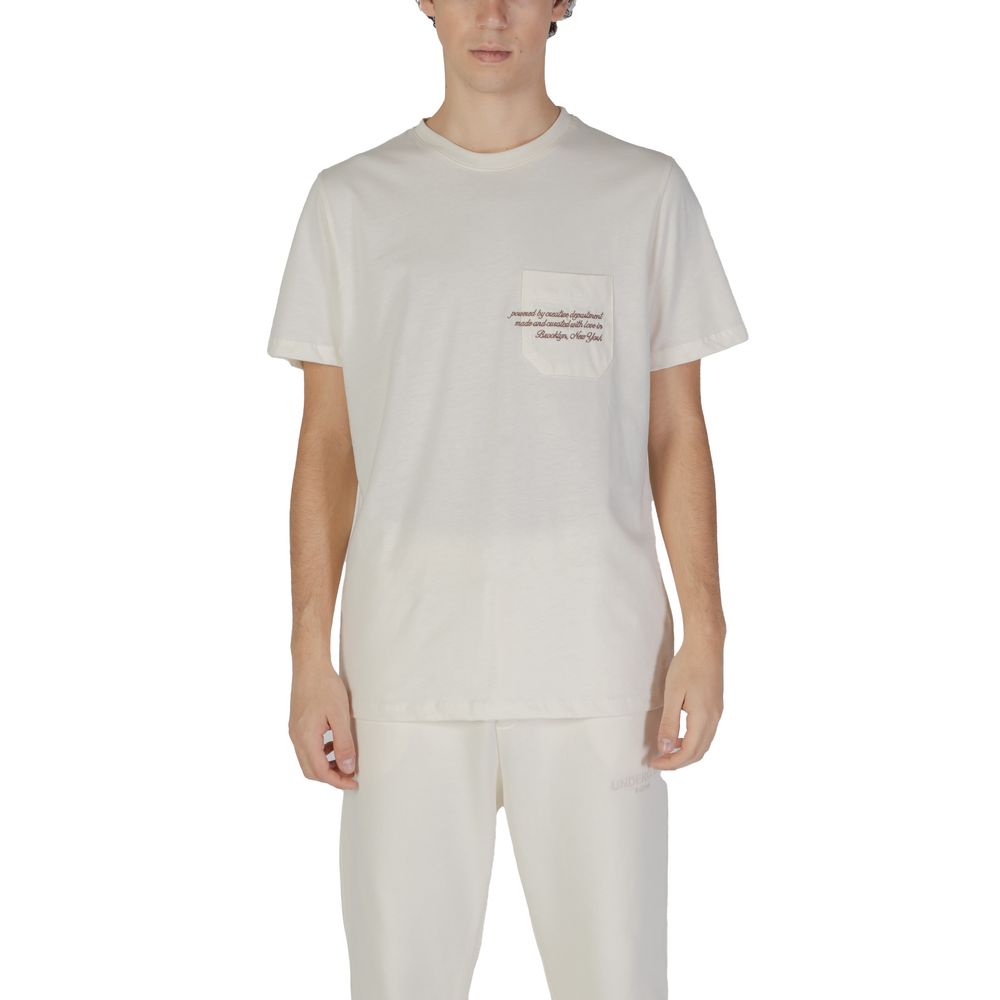 T-Shirt by Underclub for men in cotton cream showcases a unassuming silhouette, artfully detailed with a refined wrap neckline and unassuming for a sophisticated, contemporary look.