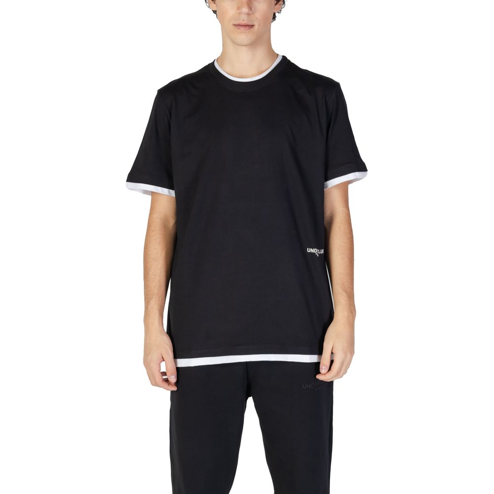 T-Shirt by Underclub for men in cotton black showcases a unassuming silhouette, artfully detailed with a refined wrap neckline and unassuming for a sophisticated, contemporary look.