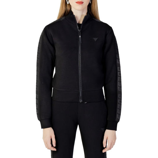 Guess Active Black Viscose Full Zip Jacket Sweater