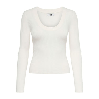 Jacqueline De Yong White Viscose Long Sleeve Scoop Neck Top
