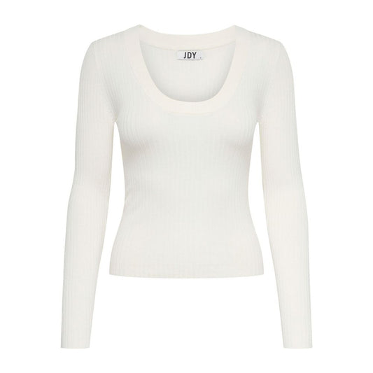 Jacqueline De Yong White Viscose Long Sleeve Scoop Neck Top