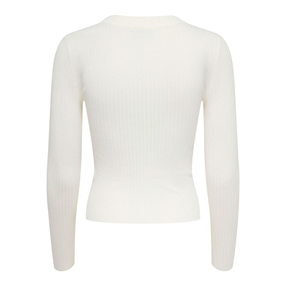 Jacqueline De Yong White Viscose Long Sleeve Scoop Neck Top