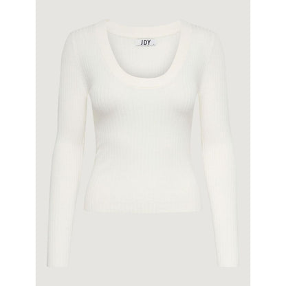 Jacqueline De Yong White Viscose Long Sleeve Scoop Neck Top