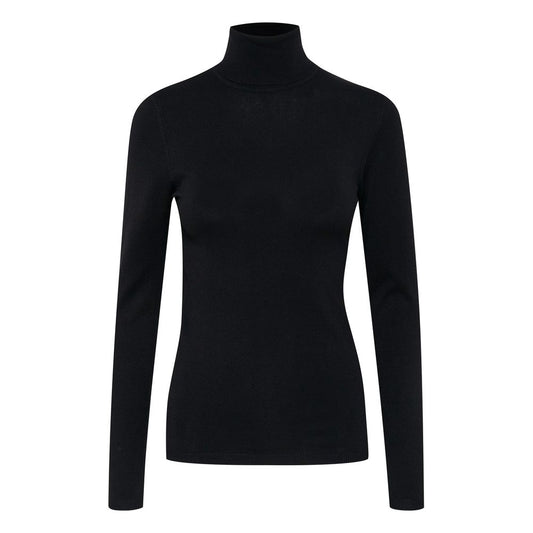 ICHI Black Viscose Turtleneck Sweater