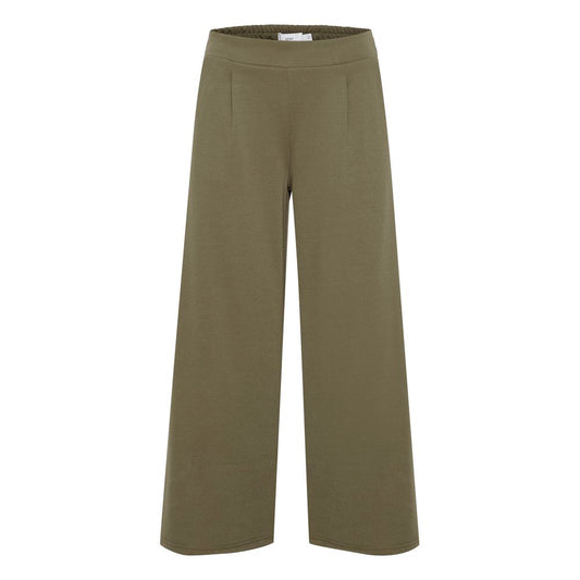 ICHI Green Polyester Polyester Bootcut Pants