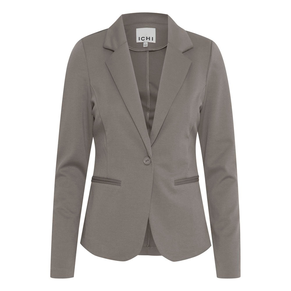 ICHI Gray Polyester Classic Blazer
