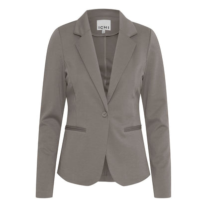 ICHI Gray Polyester Classic Blazer