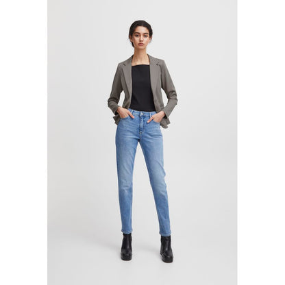 ICHI Gray Polyester Classic Blazer