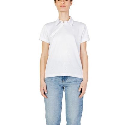 Blauer White Polyester Polo T-Shirt