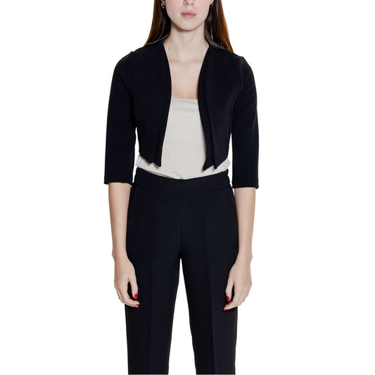 Rinascimento Black Polyester Long Sleeve Shrug Top