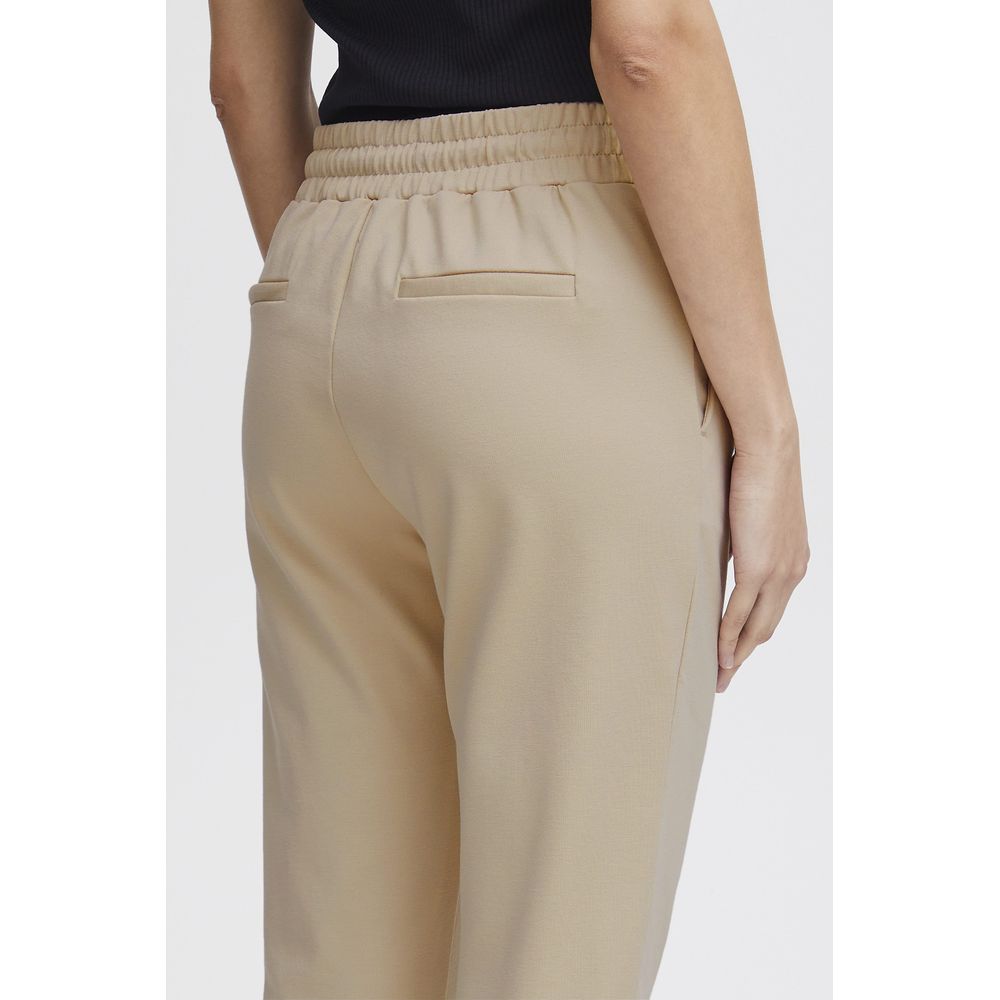 ICHI Beige Polyester Pant
