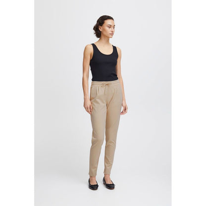 ICHI Beige Polyester Pant