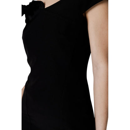 Sandro Ferrone Black Polyester Off-the-shoulder Sheath Dress