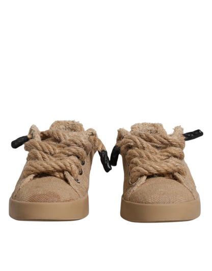 Dolce & Gabbana Men's Low Top Jute & Rubber Sneakers - Brown