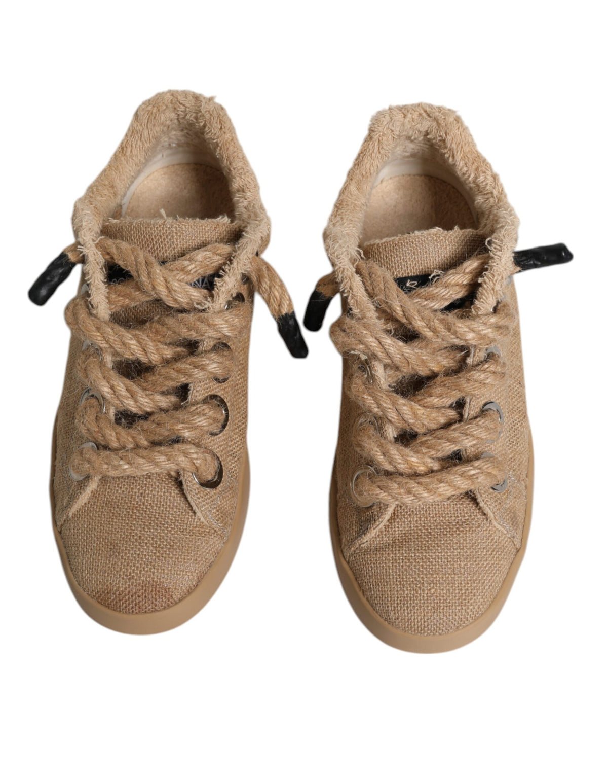 Dolce & Gabbana Men's Low Top Jute & Rubber Sneakers - Brown