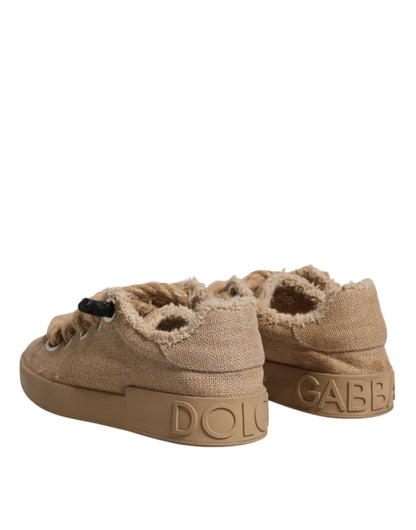 Dolce & Gabbana Men's Low Top Jute & Rubber Sneakers - Brown