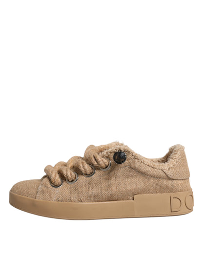 Dolce & Gabbana Men's Low Top Jute & Rubber Sneakers - Brown